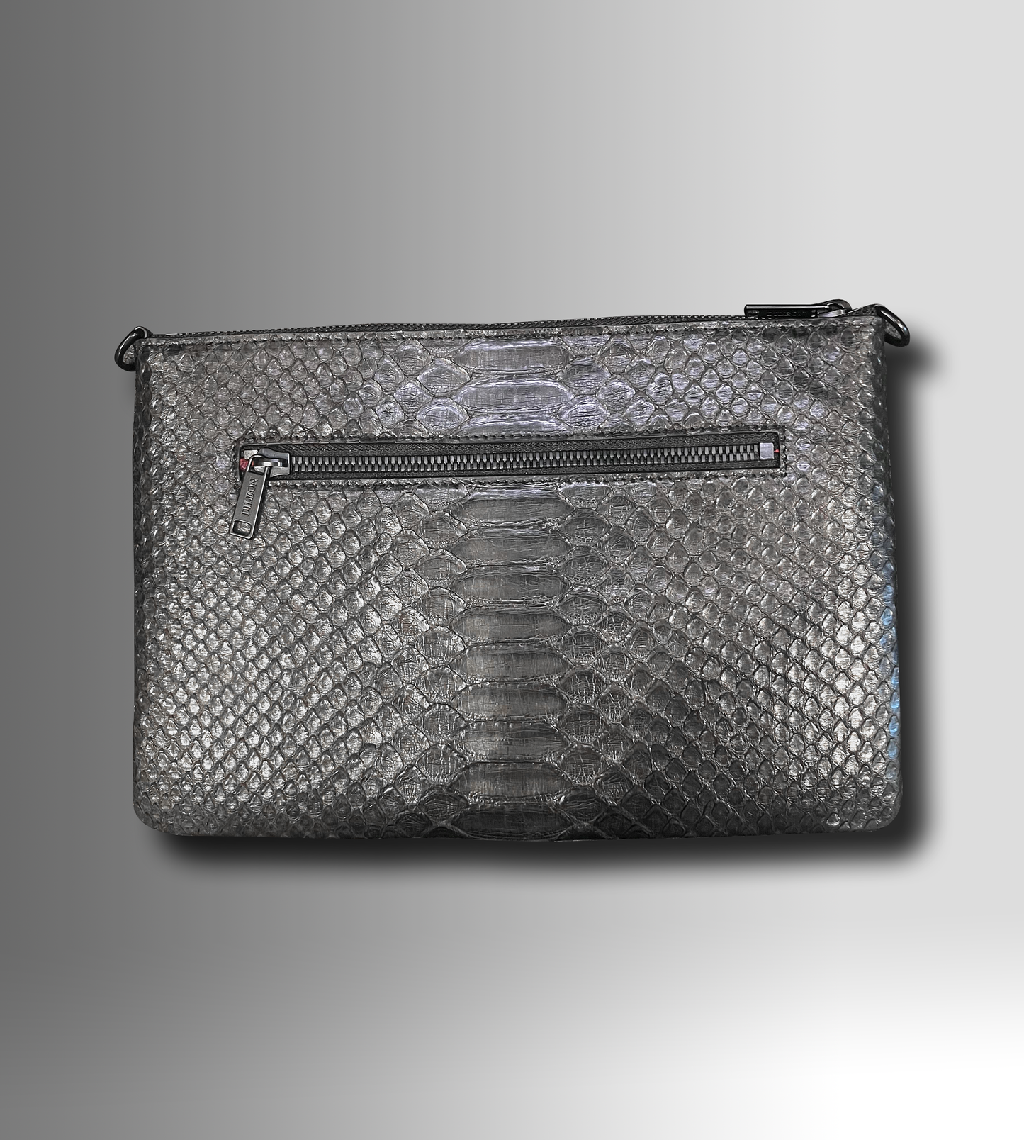 DESIGNER CROSSBODY CLUTCH IN PYTHON SLATE