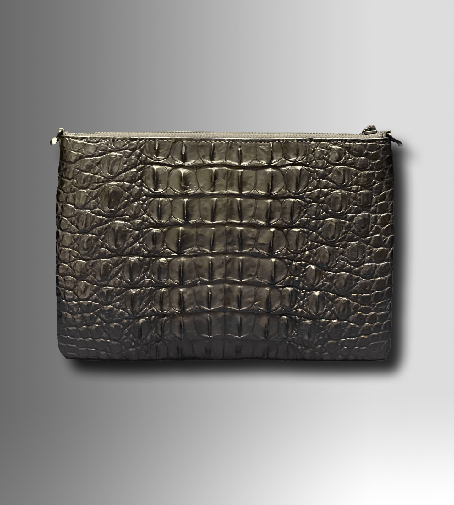 DESIGNER CROSSBODY CLUTCH TRIPLE BLACK CROC