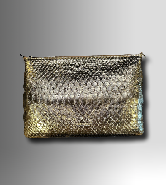 DESIGNER CROSSBODDY CLUTCH IN CHAMPAGNE GOLD PYTHON