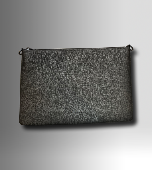 DESIGNER CROSSBODDY CLUTCH IN TRIPLE BLACK TOGO